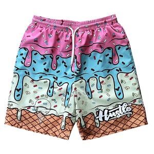 Hustle Ice Cream Sprinkle Beach Shorts Swim Trunks Boy's 13-14